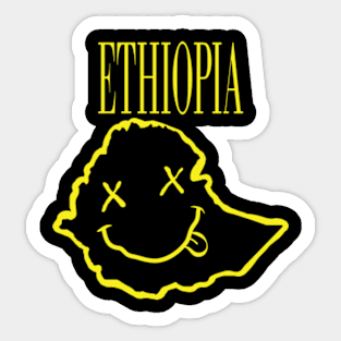 Vibrant Ethiopia x Eyes Happy Face: Unleash Your 90s Grunge Spirit! Sticker